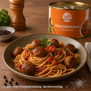 Fleischbällchen in Tomatensoße in der Dose