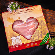 Original Jambon de Mayence Schinken in Herzverpackung der Metzgerei Walz – traditionelle Mainzer Schinkenspezialität.